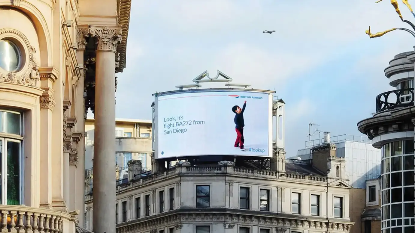 British Airways Lookup campaign reacting to a live flight overhead