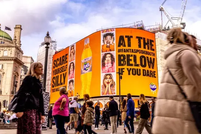 Fanta Spook Booth campaign taking over Piccadilly Lights