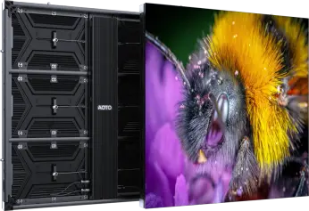 Front and rear view of an AOTO AF Series outdoor LED cabinet